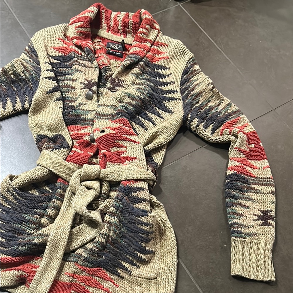 Ralph Lauren Double RL Multicolor Shawl Collar Sweater - Picture 2 of 4